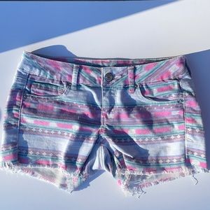 American Eagle Aztec Stretch Denim Shorts Sz4